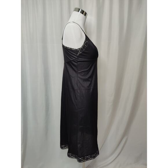 Vintage Vanity Fair slip nightgown dress black nylon 34 small lace adjustable - Picture 10 of 10